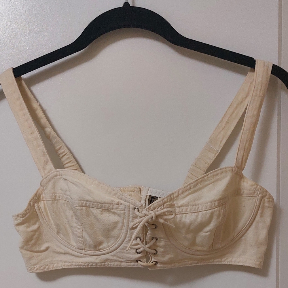 EXP Jeans Outer denim bra with lace up